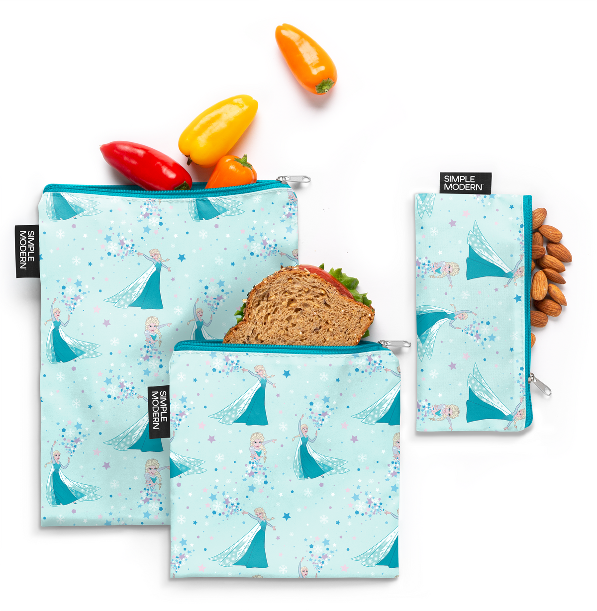 Soft turquoise and light blue frozen beverage cups with teal accents displayed against a clean white background