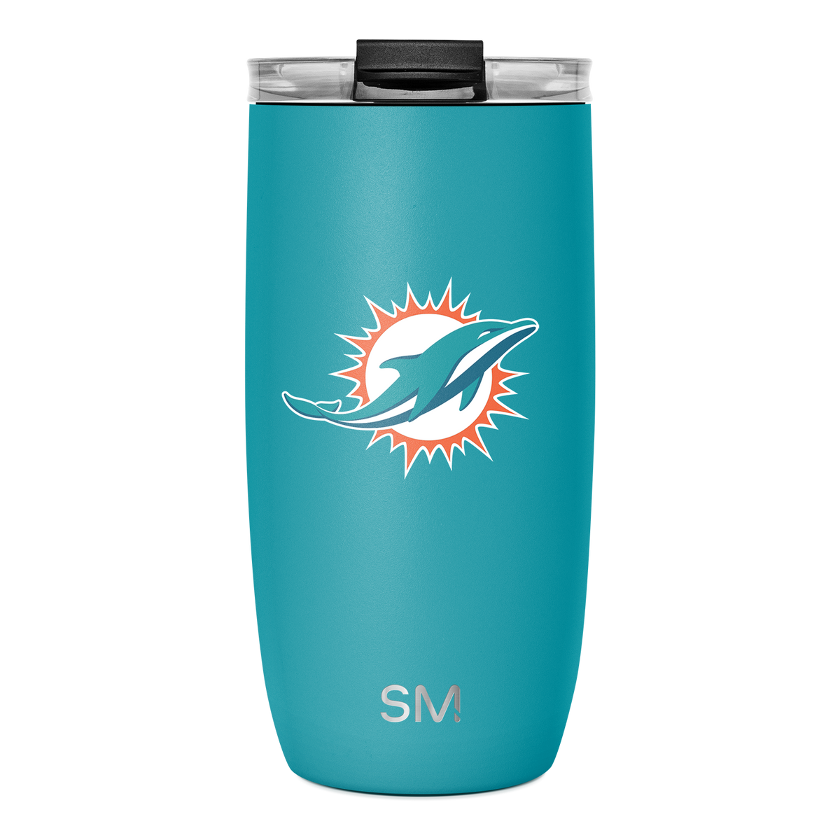 Turquoise teal tumbler with white outline accents and coral-orange logo design, HRV-SK-16-F-MID-M model