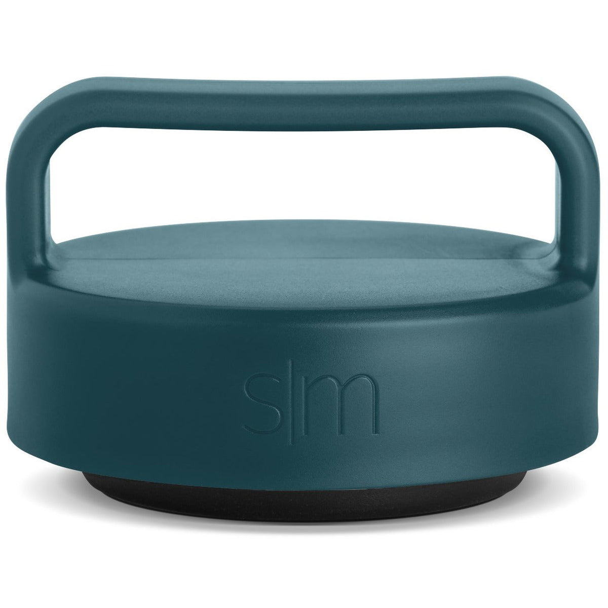 Muted teal jar lid with dark charcoal base against clean white background