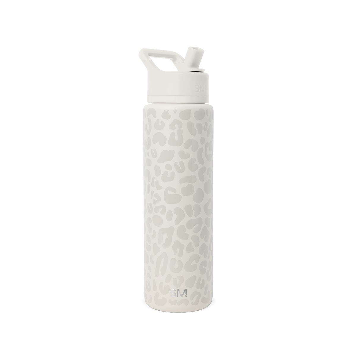 Soft white water bottle with beige and cream undertones on clean white background